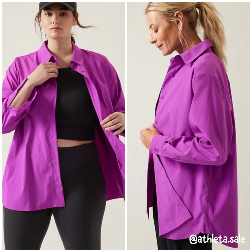 NWT Athleta Oversized Poplin Top | Jazzy Purple